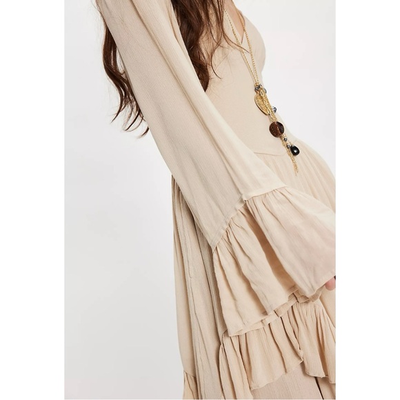 Free People Ethereal Billowy Ruffle Mamacita Maxi Dress Neutral Witchy XL NWT - Picture 7 of 17